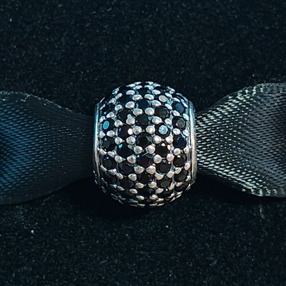 Authentic Retired Pave Lights Bead with Black Nano Crystal - 791051NCK